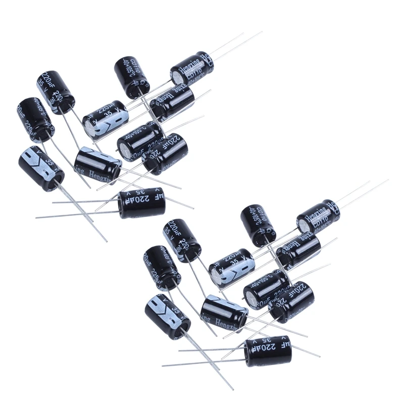 20 X 220UF 35V 105C Radial Electrolytic Capacitor 8X12mm