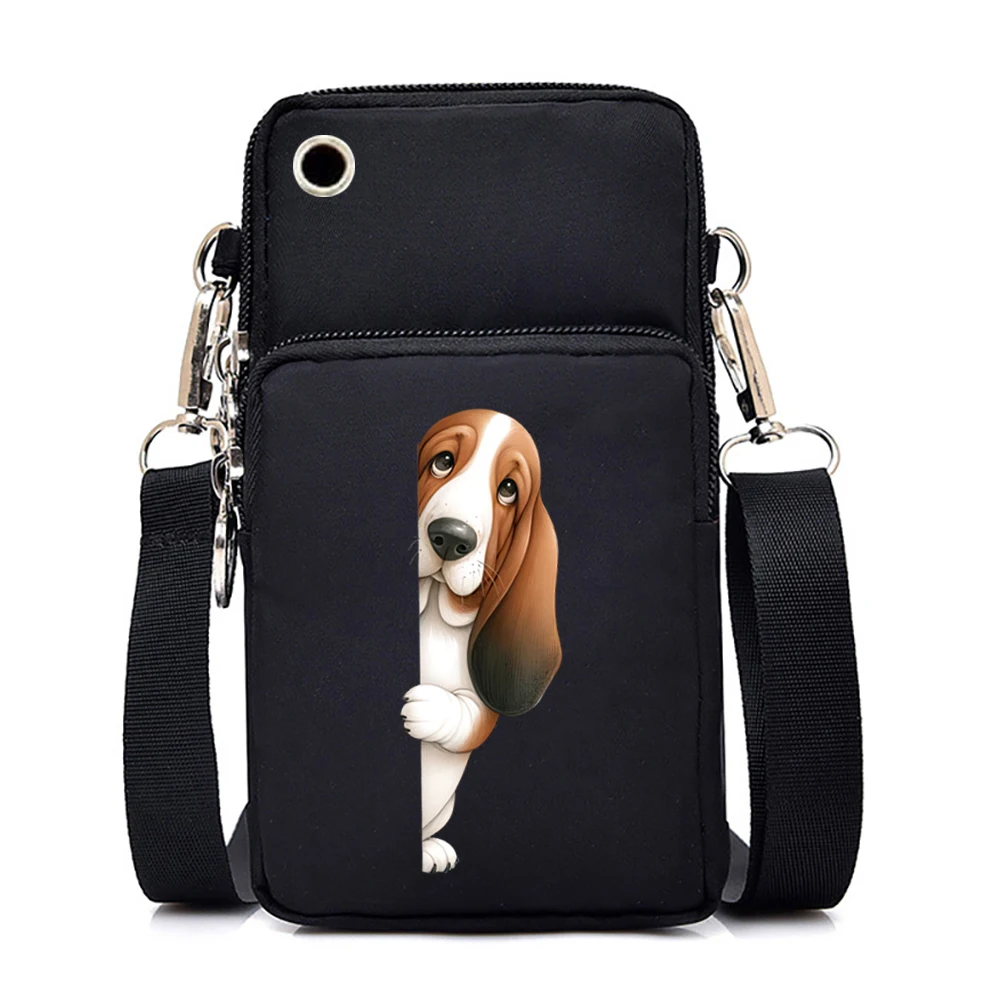 New Mobile Phone Bag Funny Anime Dog Print Shoulder Messenger Bag Women Men Coin Purse Handbag Animal Lover Small Crossbody Bag