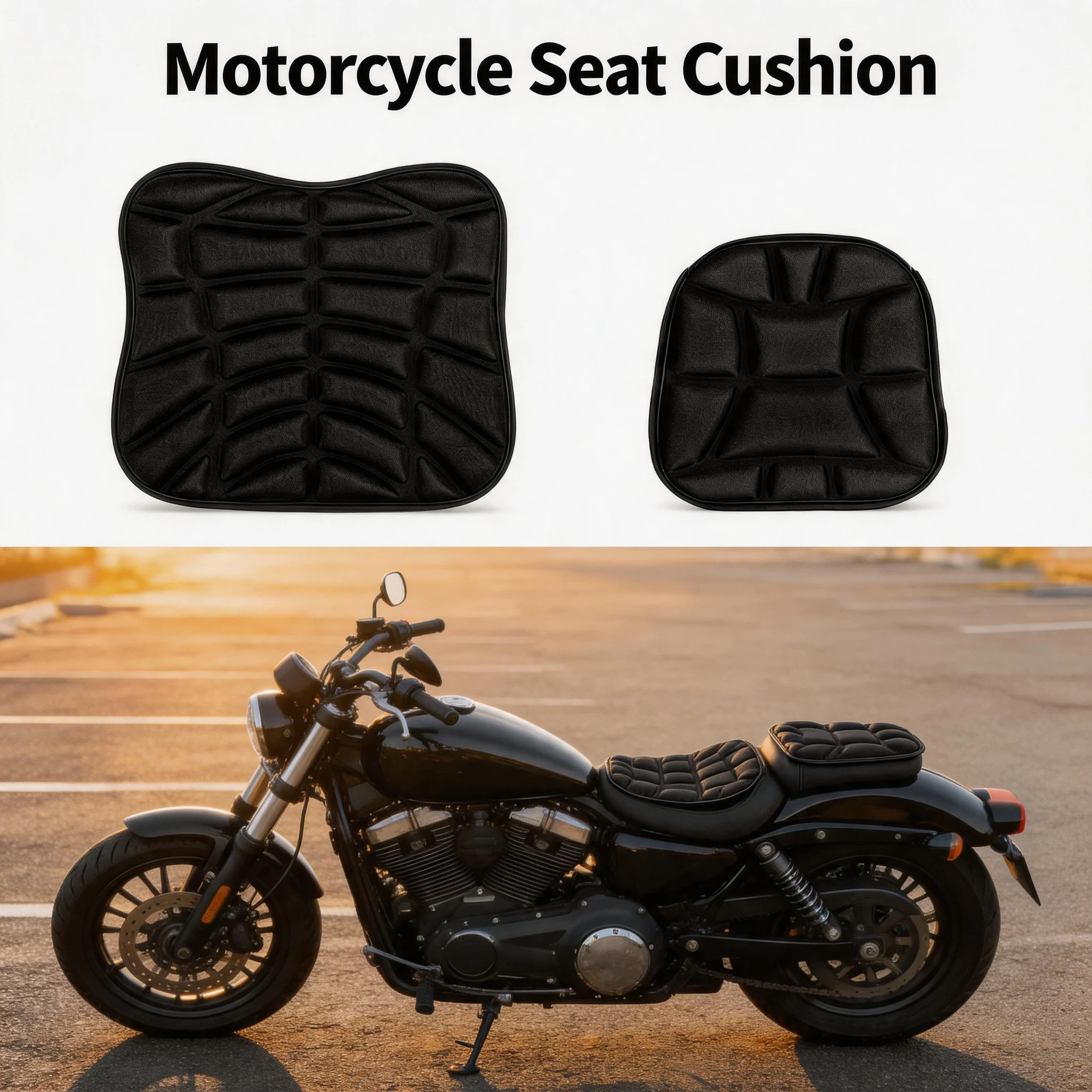 

Motorcycle Seat Cushion Cover 2pcs/set 3D Comfort Gel Pad Universal Breathable Shock Absorbing Fit for All Motorbike Seat