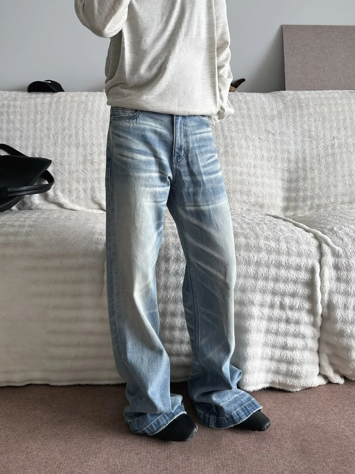 Jeans Americanos Estilo Battle King, Desgastados, para Homens e Mulheres, Calças Longas de Cintura Média, Jeans de Corte Reto