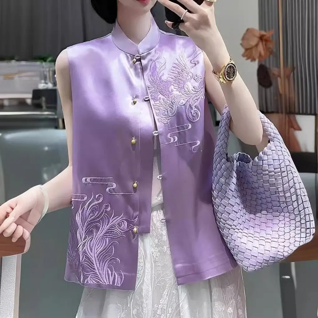 

Women's Hanfu Tang Suit Top Cheongsam Vest Waistcoat Adult Summer National Style Coat New