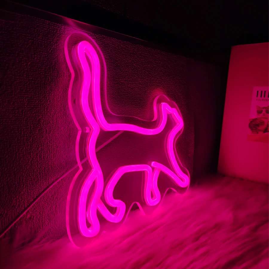 Neonreclames met dieren, schattige kattenpictogrammen worden gebruikt voor decor in kamers, huizen, speelkamers en huisdierenwinkels en als cadeau voor vrienden.