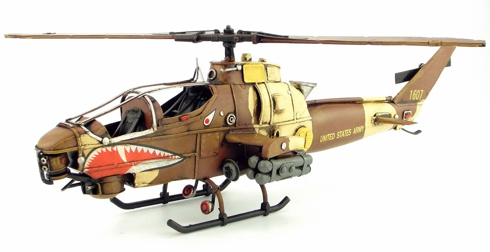 

Антикварный оловянный самолет AH-1G, украшения ручной работы, модель самолета, аксессуары, мебель, домашний декор, подарок