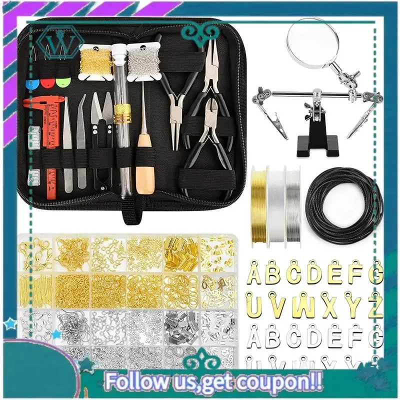 

A09P Jewelry Making Supplies For Adults, Jewelry Making Supplies Kit With Jewelry Making Tools, Jewelry Pliers, Letter Charm