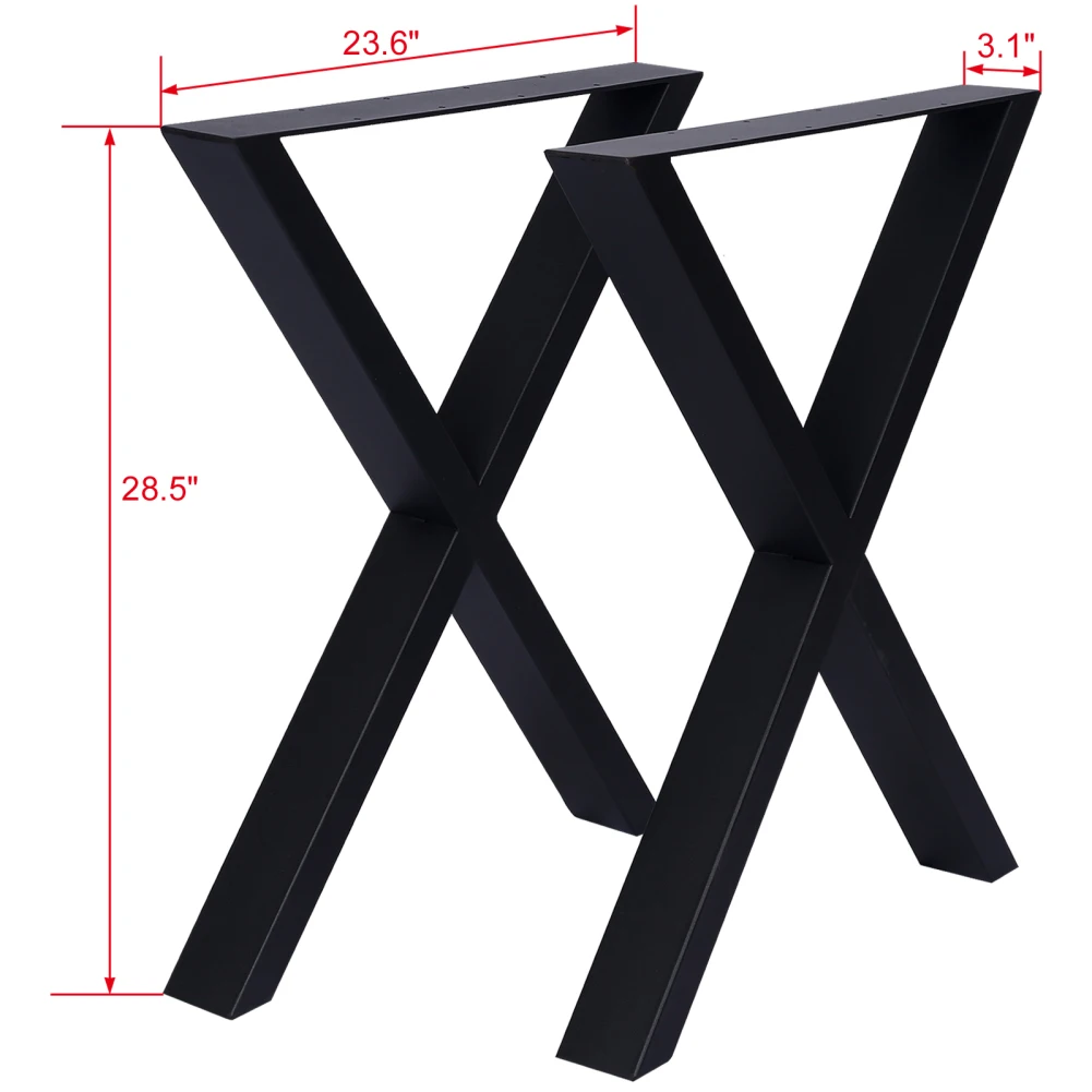 X Table Legs Wide Metal Table Legs 28x24inch Heavy Steel Coffee Legs Ideal For Coffee Office Bar Hotel 2-piece Set