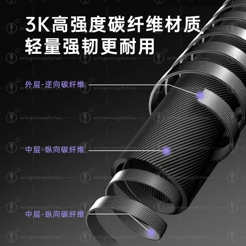 T800 3K Ultra-light Trekking Pole, 3-section Adjustable Telescopic Carbon Fiber Outer Lock Hiking Pole, Non-slip & Lightweight