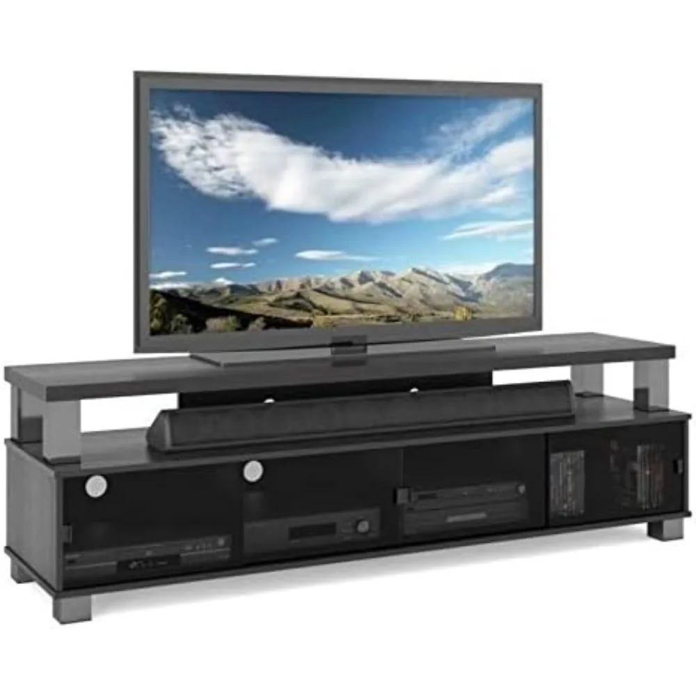 Transitional 2 Tier Wood TV Stand for TVs up to 75