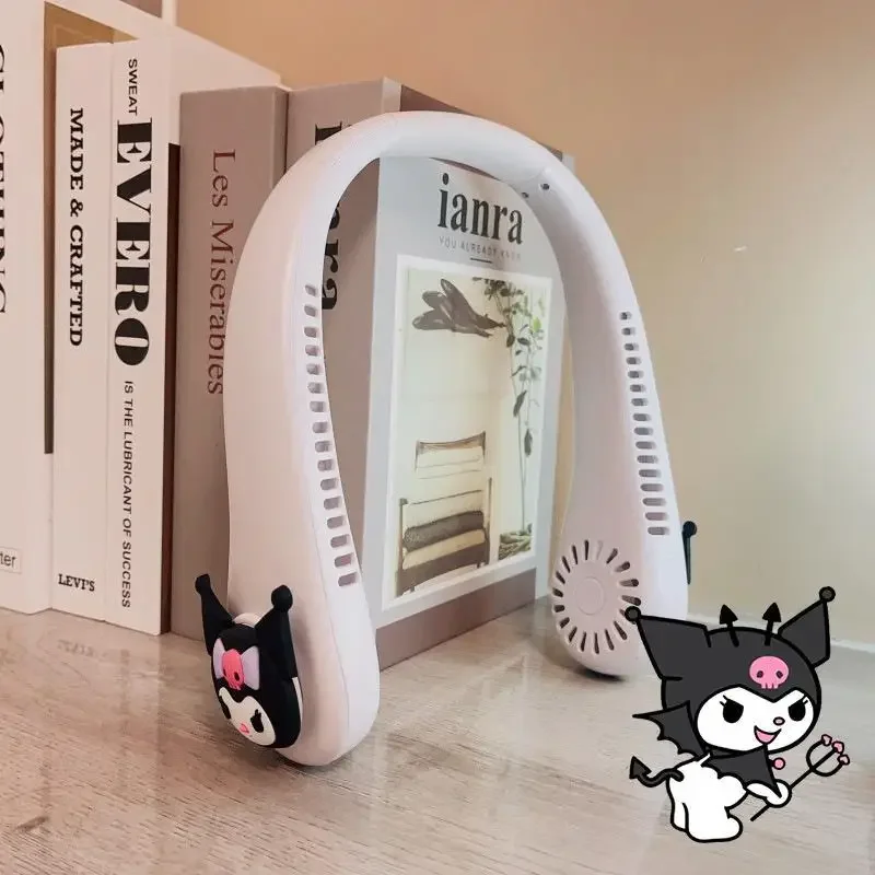 Hello Kitty Creative Cartoon Sanrio Halterneck Outdoor Sports Small Fan With Strong Wind Power And Three-speed Wind Usb Charging