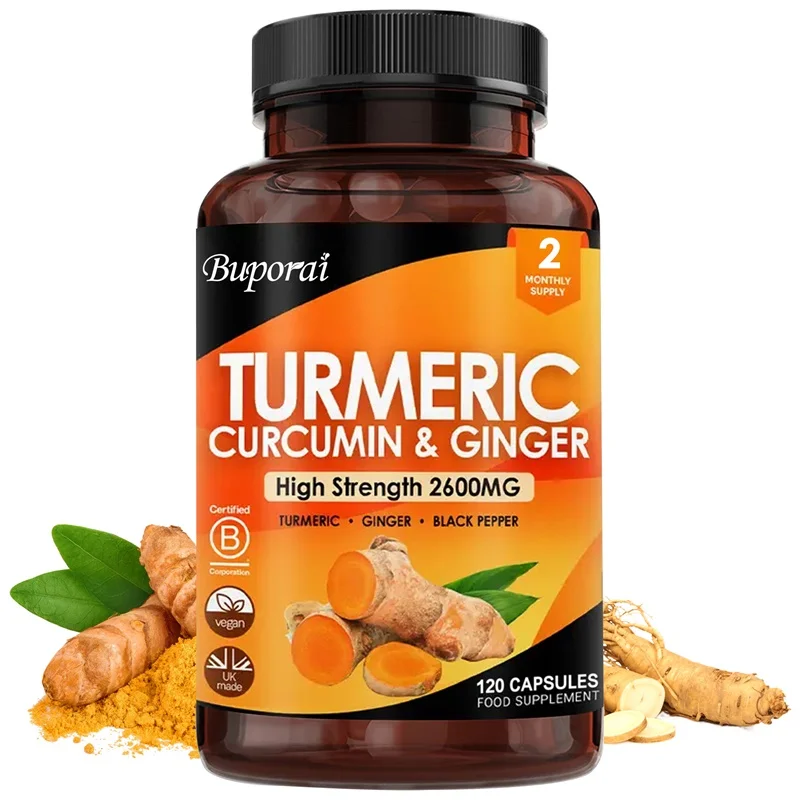 

Куркума 3-в-1, имбирь и перец, 2600 мг — преимущество для здоровья суставов, костей, кожи и иммунной системы и помогает снизить боль