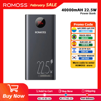 ROMOSS Power Bank 40000 mAh 22.5W External Battery PD20W Fast Charging 40000mAh Powerbank For Xiaomi 14 xiaomi 13 iphone HUAWEI