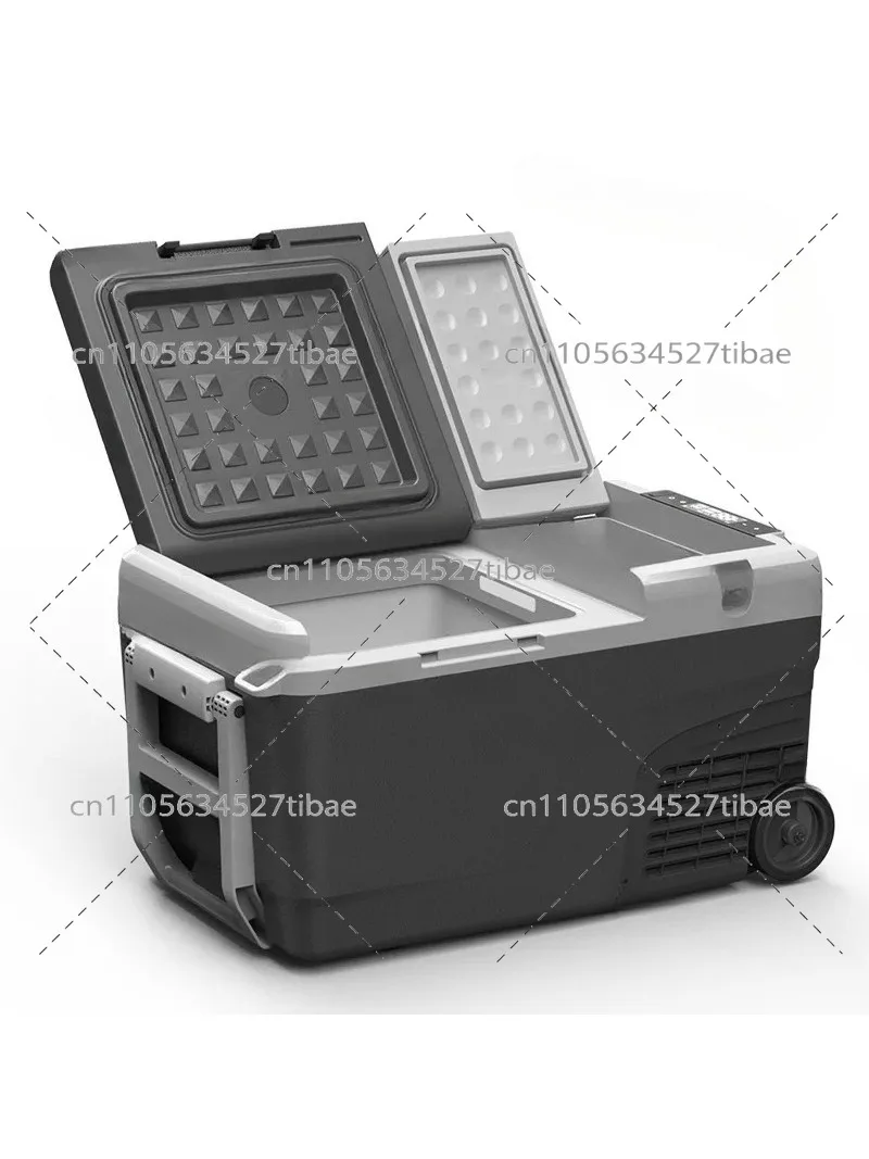 Portable Mini Freezer Cooler 220V/12V Dual Zone Car Refrigerator with Wheels, USB, Battery & Solar Powered