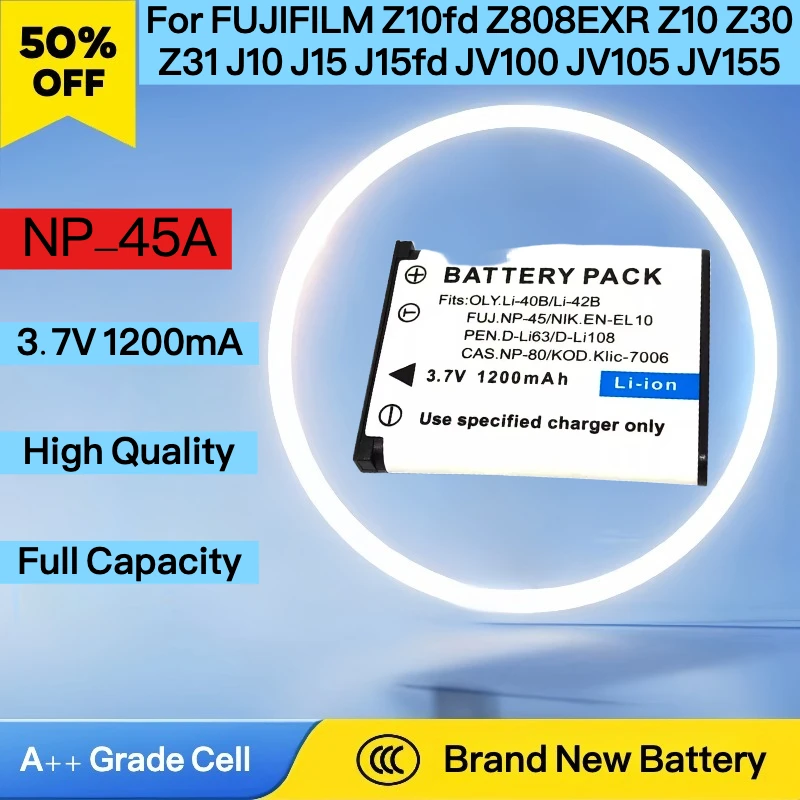 1200mAh New Replacement NP-45 NP-45A NP45S Camera Battery For FUJIFILM Z10fd Z808EXR Z10 Z30 Z31 J10 J15 J15fd JV100 JV105 JV155