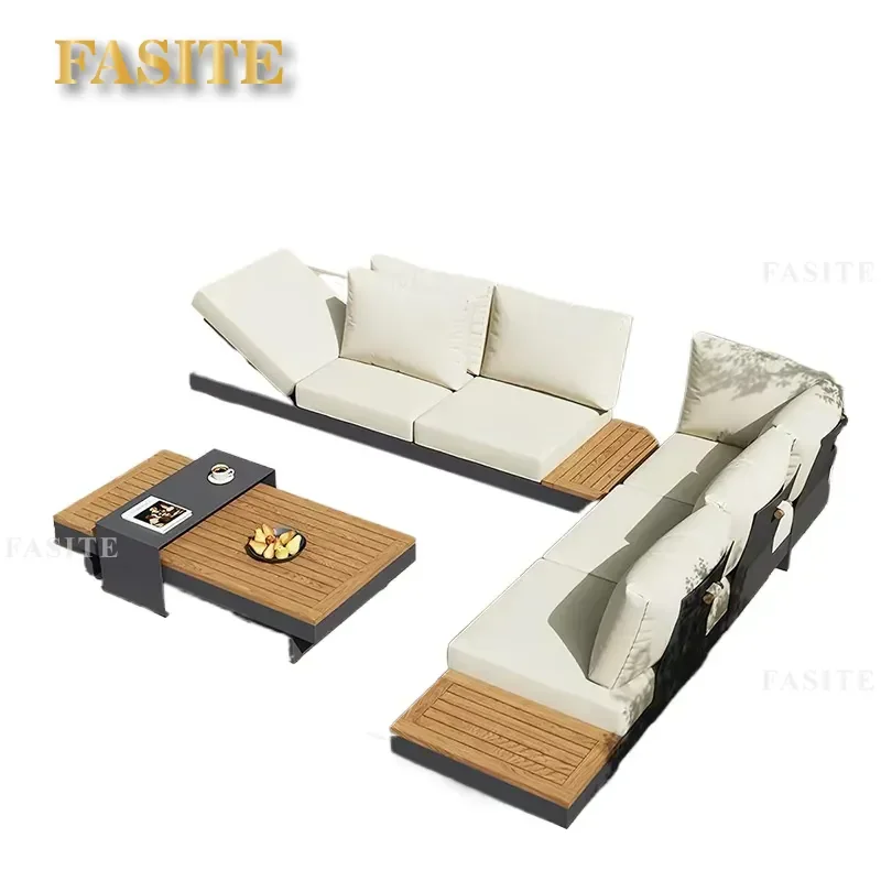 For Outdoor Aluminum Alloy Split Sofa Set Courtyard Garden Villa Hotel Sunroom Leisure Furniture Durable Weather Resistant