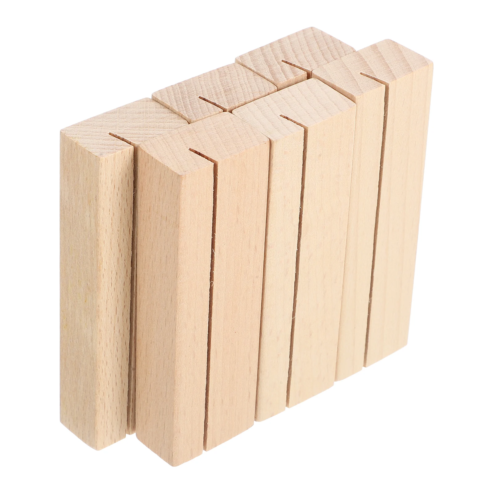 6 Pcs Solid Wood Business Card Holder Office Desktop Stand for Beech Decorative Place