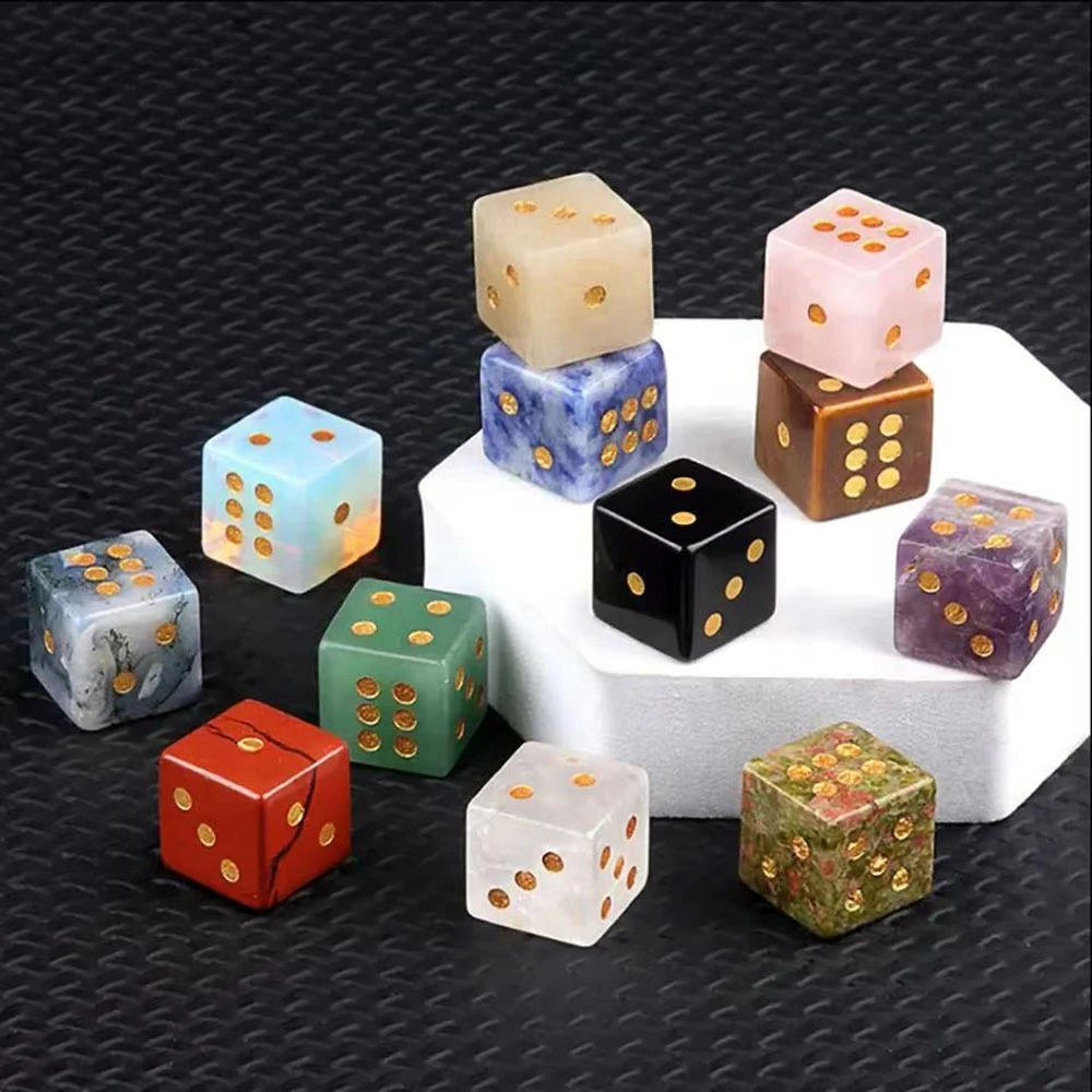 16mm Six Sided Digital Gems Dice Natural Stone Healing Crystal Lapis Quartz D6 Dices for Table Board Games Entertainment Gifts