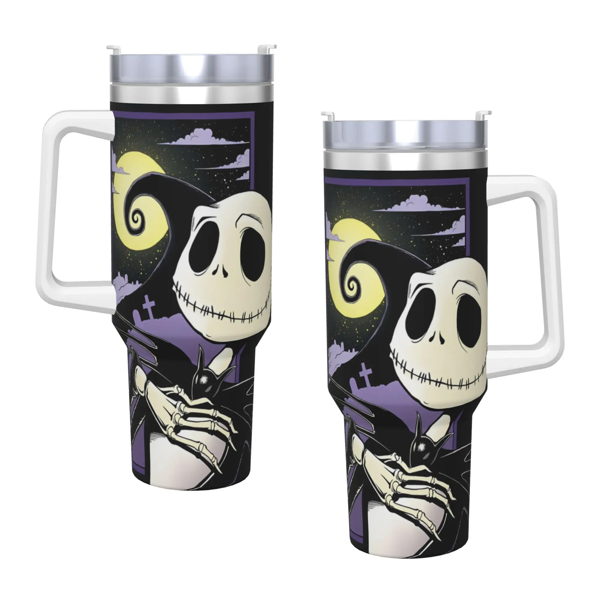 

Stainless Steel Tumbler The Nightmare Before Christmas Mugs Cup With Straws Travelist Cold and Hot Water Bottle 40oz Thermal Mug