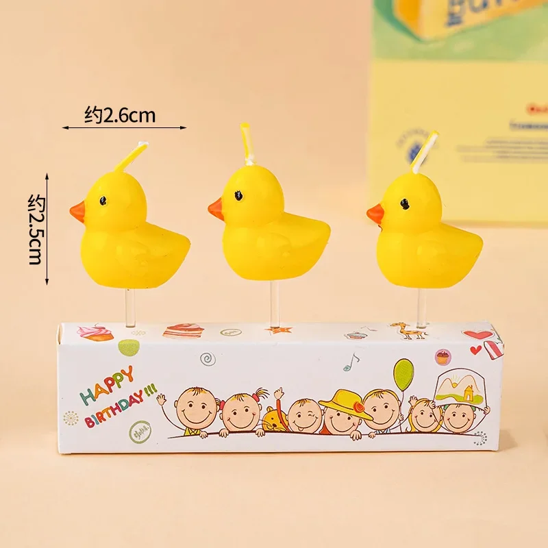 3pcs/set Yellow Duck Candles Birthday Candles Creative Cute Birthday Decoration Candles Children\'s Day Decorations