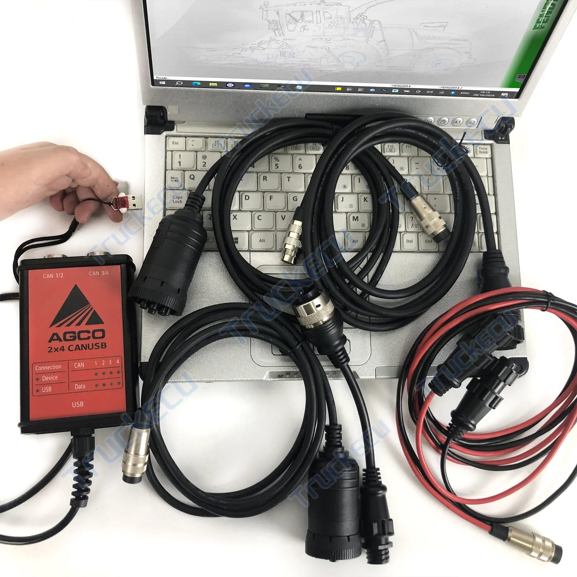 C2/CF19 laptop For AGCO Tractor fendias key dongle for Massey Ferguson Fendt AGCO canbus 4x4 EDT Electronic Diagnostic Tool