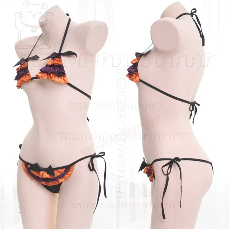 Conjunto de lencería erótica novedosa de anime japonés, disfraz de Halloween de pequeño diablo para niña, pijama sexy con cordones, bikini cosplay para mujer, regalo