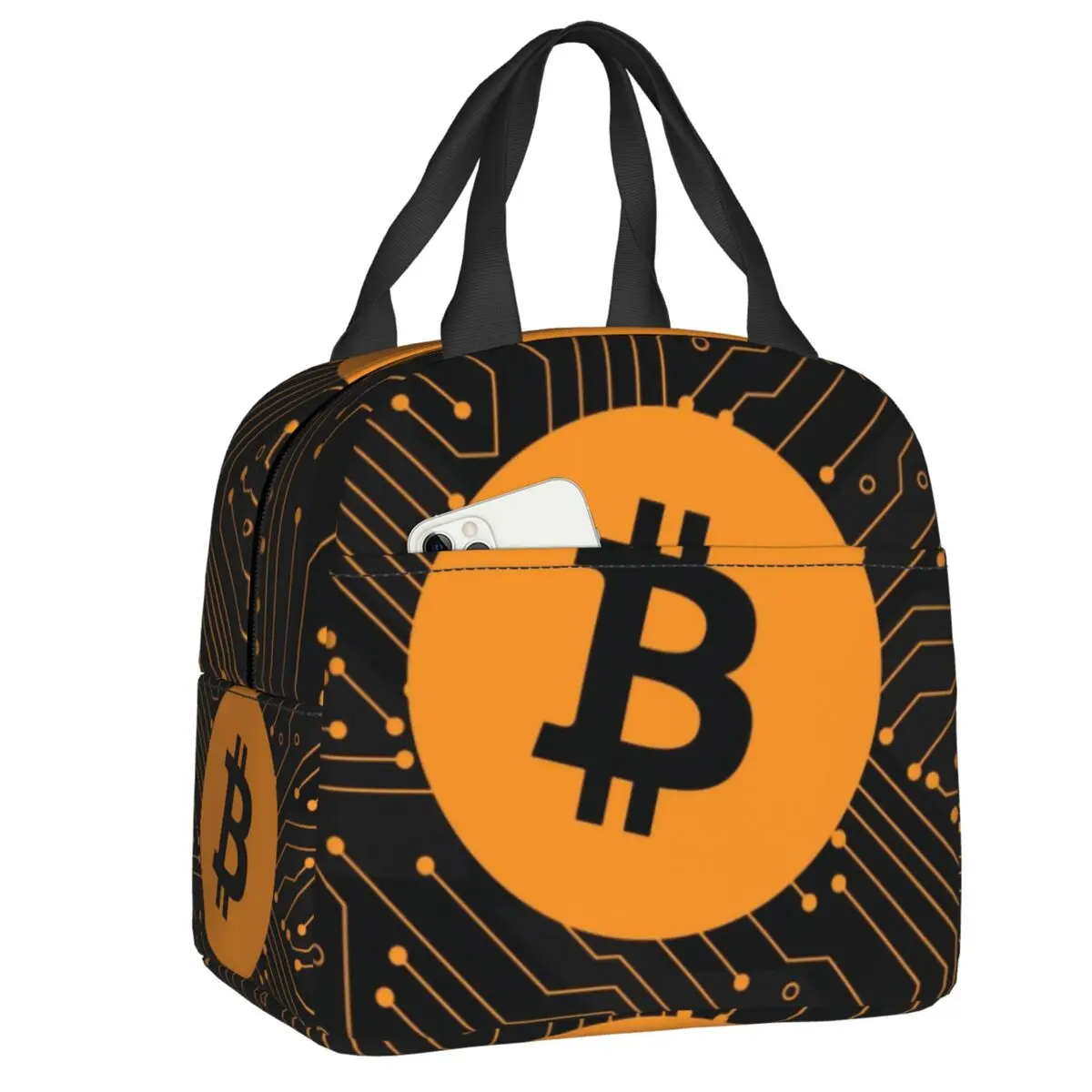 

Bitcoin Blockchain Thermal Insulated Lunch Bag Women BTC Cryptocurrency Lunch Tote for School Office Outdoor Storage Food Box