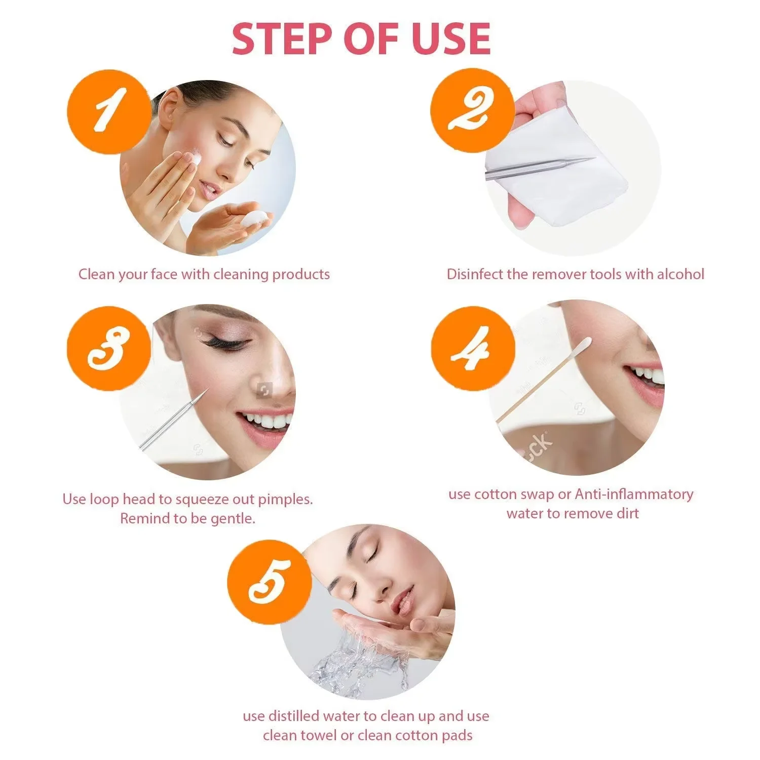 4/8PCS Blackhead Remover Acne Needle Facial Cleansing Acne Extractor Remove Blackhead Pores Cleaning Tools