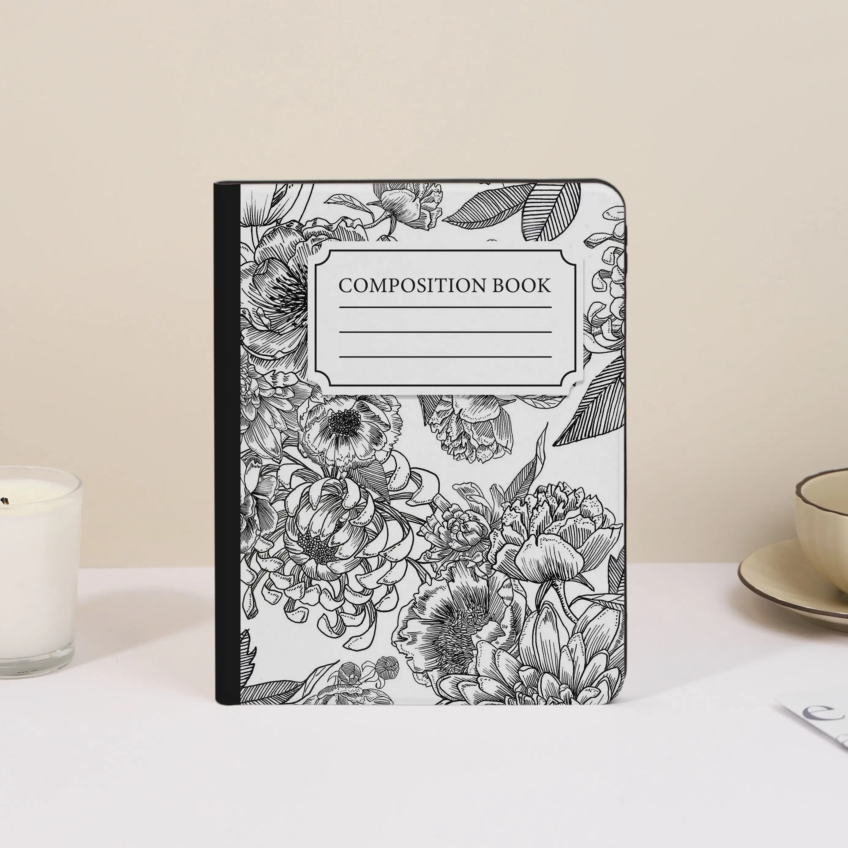 Black Flower Composition Book Custom ipad case For Apple Air 10.9 iPad Pro 2020 Cover for iPad 10.2 11 12.9in 2021 Mini 5 6 Case