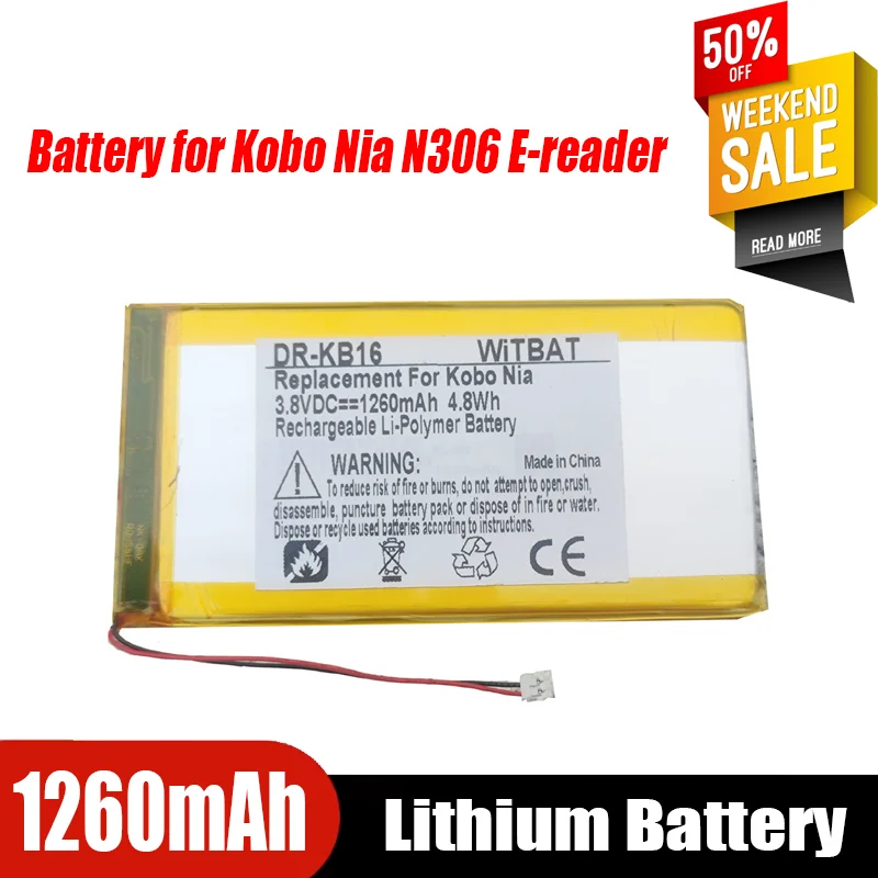 

EVE254385N 3.8V 1260mAH DR-KB16 for Kobo Nia N306 E-reader Battery