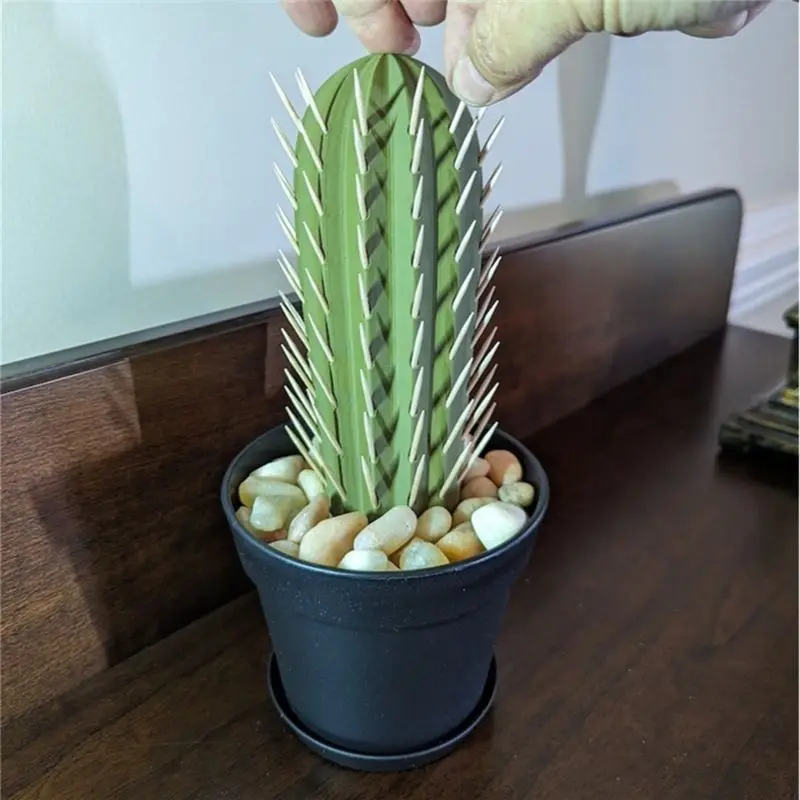 B62B-Plant Decoration Crafts Home Decoration Garden 3D Printed Cactus Simulation Pot Toothpick Box Table Decoration view 6
