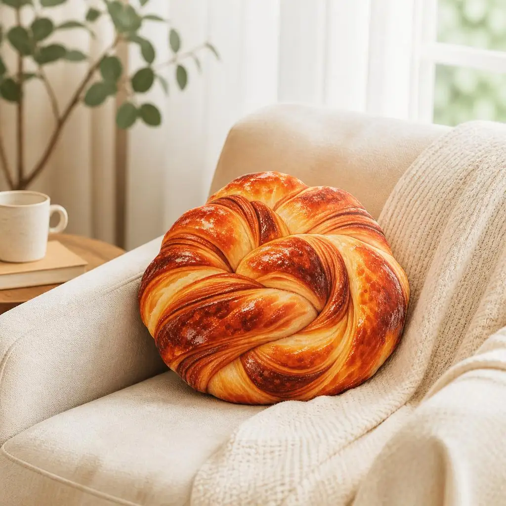 Braided Bread Shaped Stuffed Pillow Twisted Pastry Cushion Decorative Throw Pillow for Sofa Bakery Kitchen Home Decor Gift