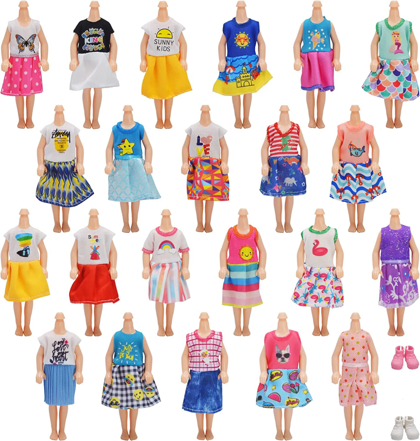 

12 PCS Chelsea 4.5 inch Dolls Clothes and Accessories 10 Pieces Girl Clothes and 2 Girl Boy Shoes Christmas Gifts