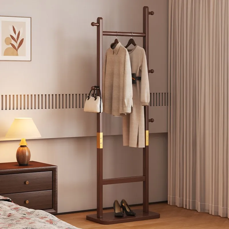 

Solid wood hanger Floor-to-ceiling bedroom hanger Entry door does not take up space Hanging clothes rack Household Chinese