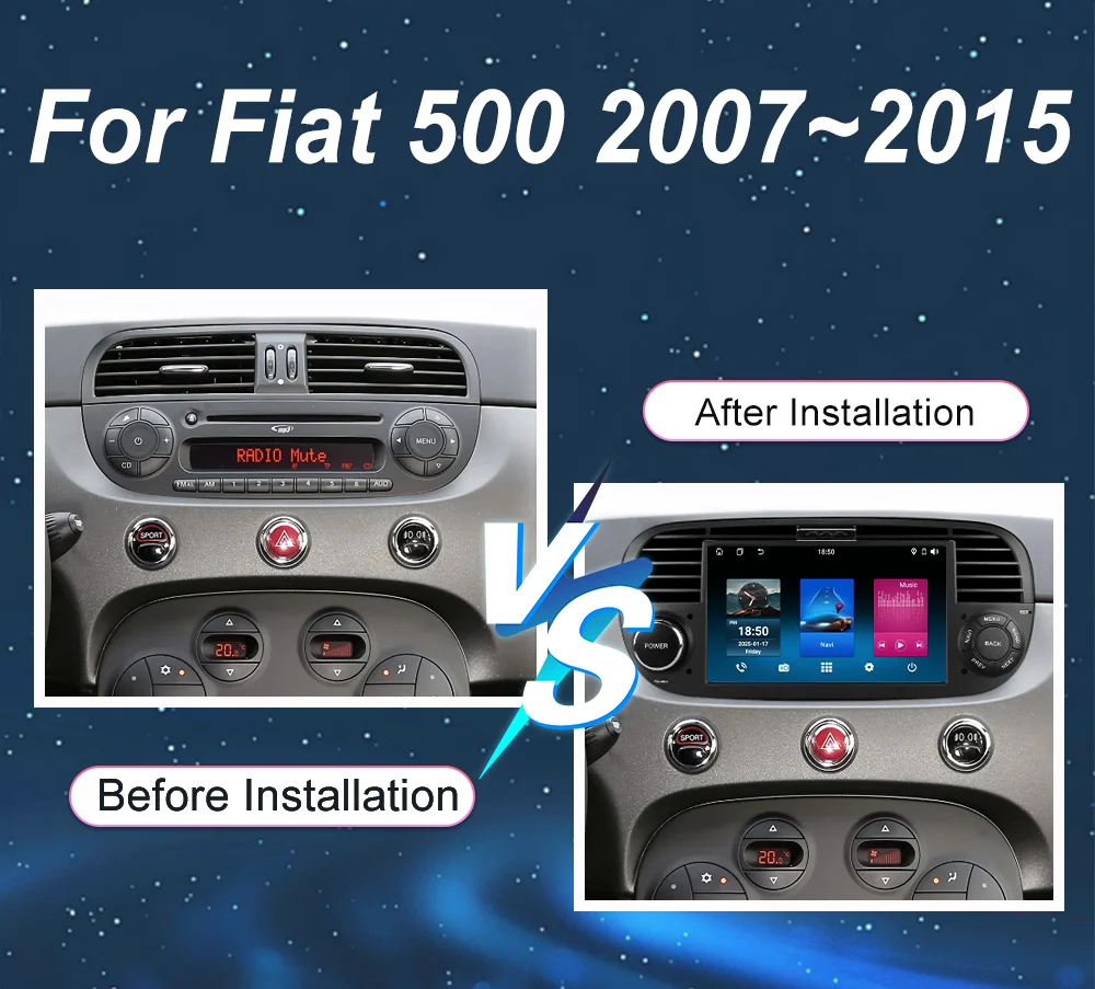 Android Car Stereo Radio For Fiat 500 2007-2015 Auto Multimidia Player GPS Navigation Carplay Car High-Performance CPU NO 2DIN