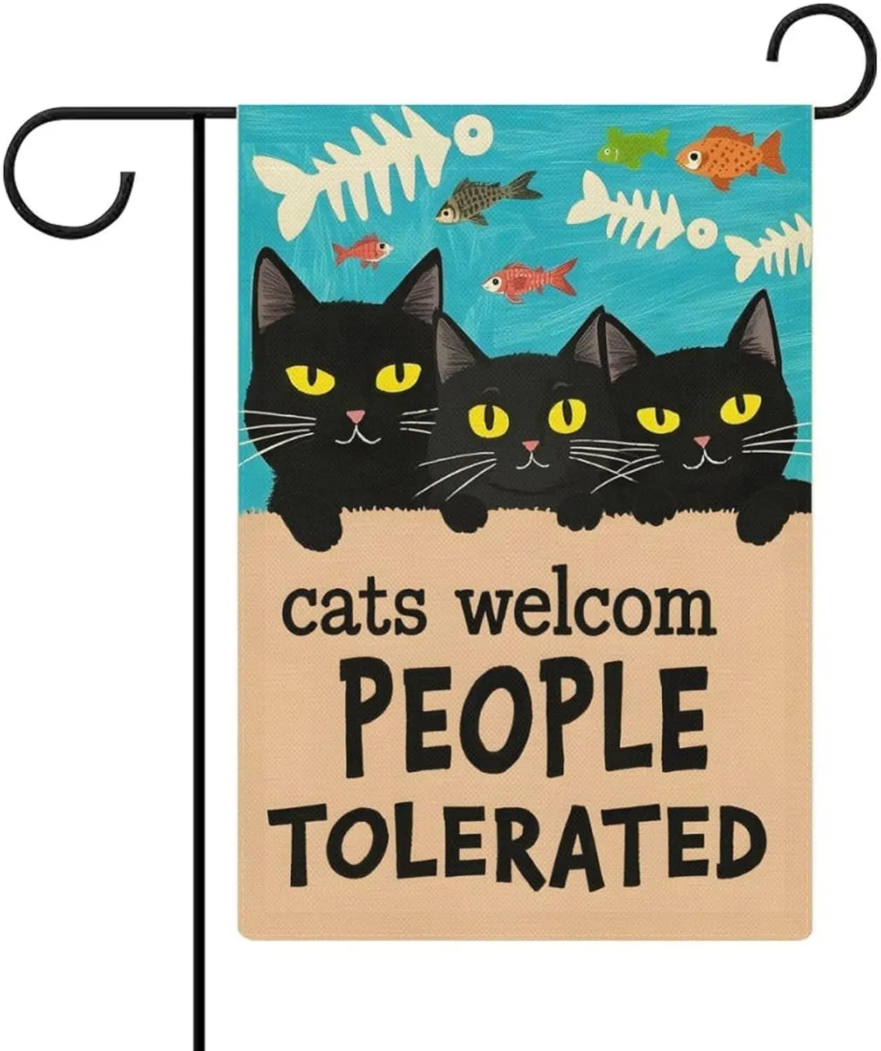 Cats Welcome, People Tolerated, Cat Garden Flag 12x18 Inch, Double Sided Outdoor Sign for Home Farmhouse Yard Decoration LLX PPM