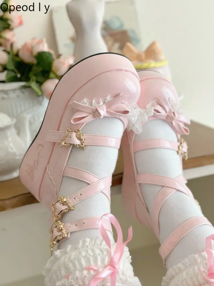 

Lolita Original Sweet and Cute Platform Muffin Shoes Japanese Girl Elegant Cla Doll Feeling Round Head Height Increase Lo Shoes