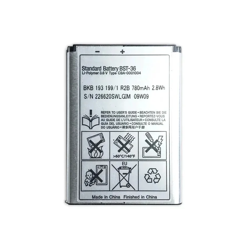 780mAh BST-36 Battery for Sony Ericsson J300 K510i Z550a K310 J300C X0001 Z550C K320 K310i W200 Z550 BST 36 zm