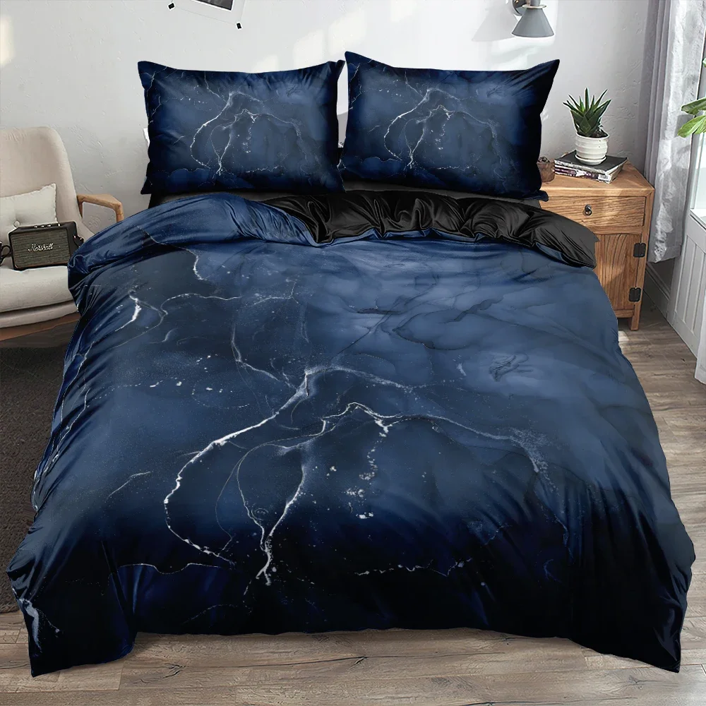 3D Modern Marble Quilt Cover Set Bedding Sets 3-Piece Comforter Covers Pillowcase Duvet Cover Bed Linen King 200x200 for Home