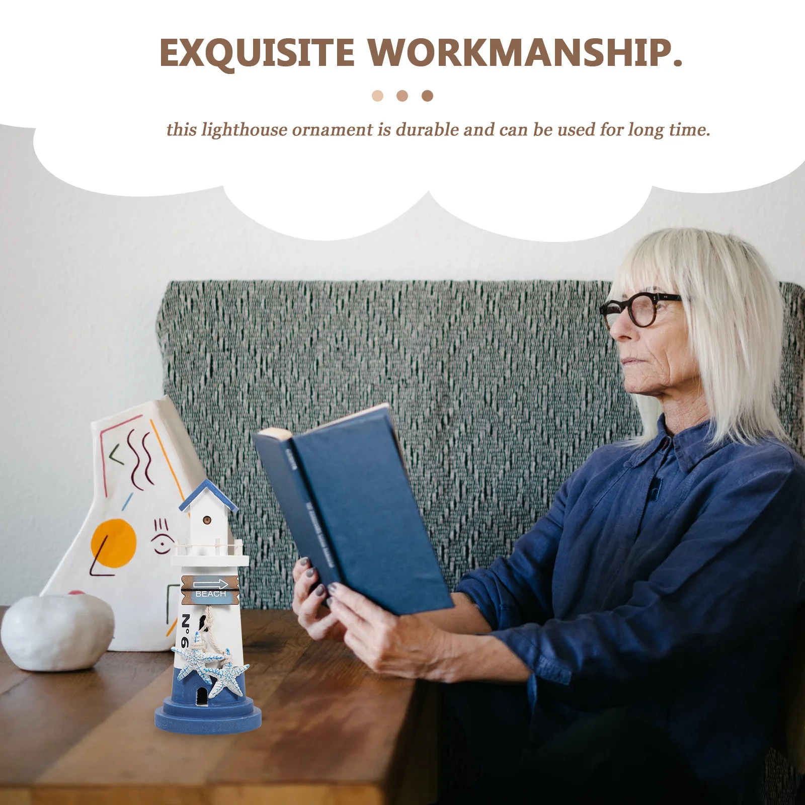 

Wooden Lighthouse Desktop Decor Nautical Sea Theme Decor Home Decoration Sea Theme Lighthouse Ornament Party Prop Small