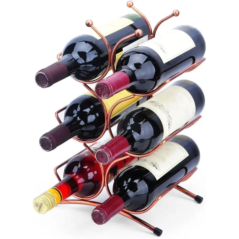 

Компактная 3-ярусная металлическая подставка для вина, вмещает 6 бутылок, идеально подходит для хранения на кухне или в кладовой.