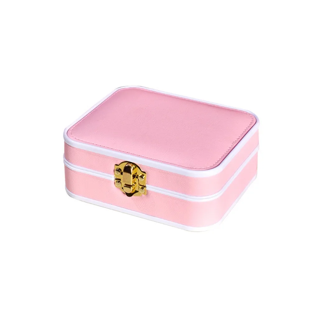 PU Leather Lockable Jewelry Box Double Layer Portable Travel Jewelry Organizer Lockable Vintage Double Layer Jewelry Box Gift