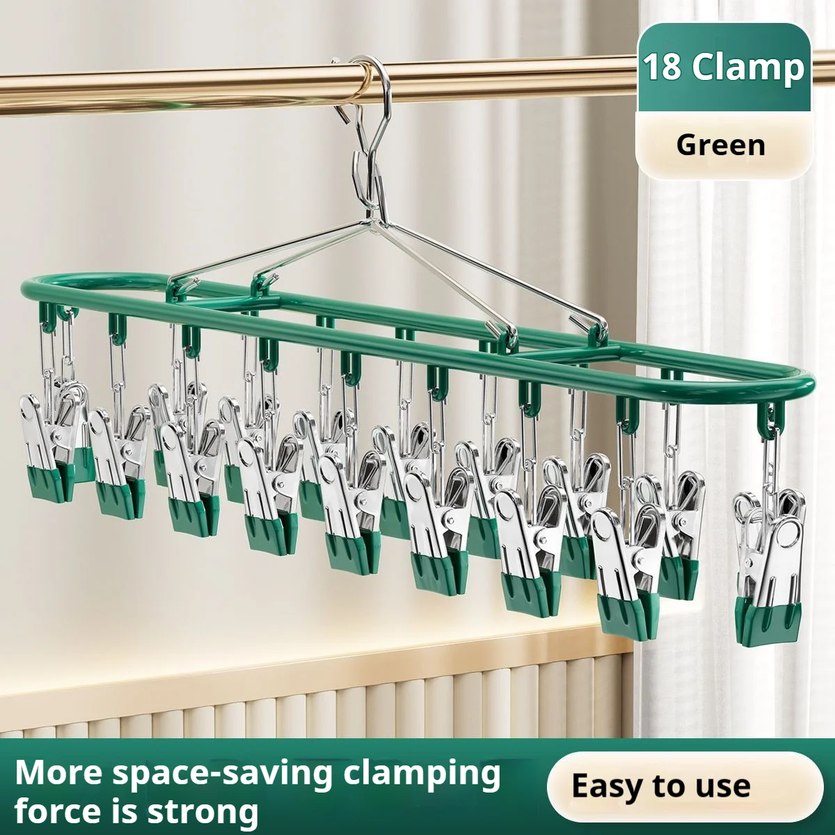 18 Clip Stainless Steel Sock Rack Clothes Rack Multifunctional Household Unmarked Underwear Drying Rack Balcony Storage Racks