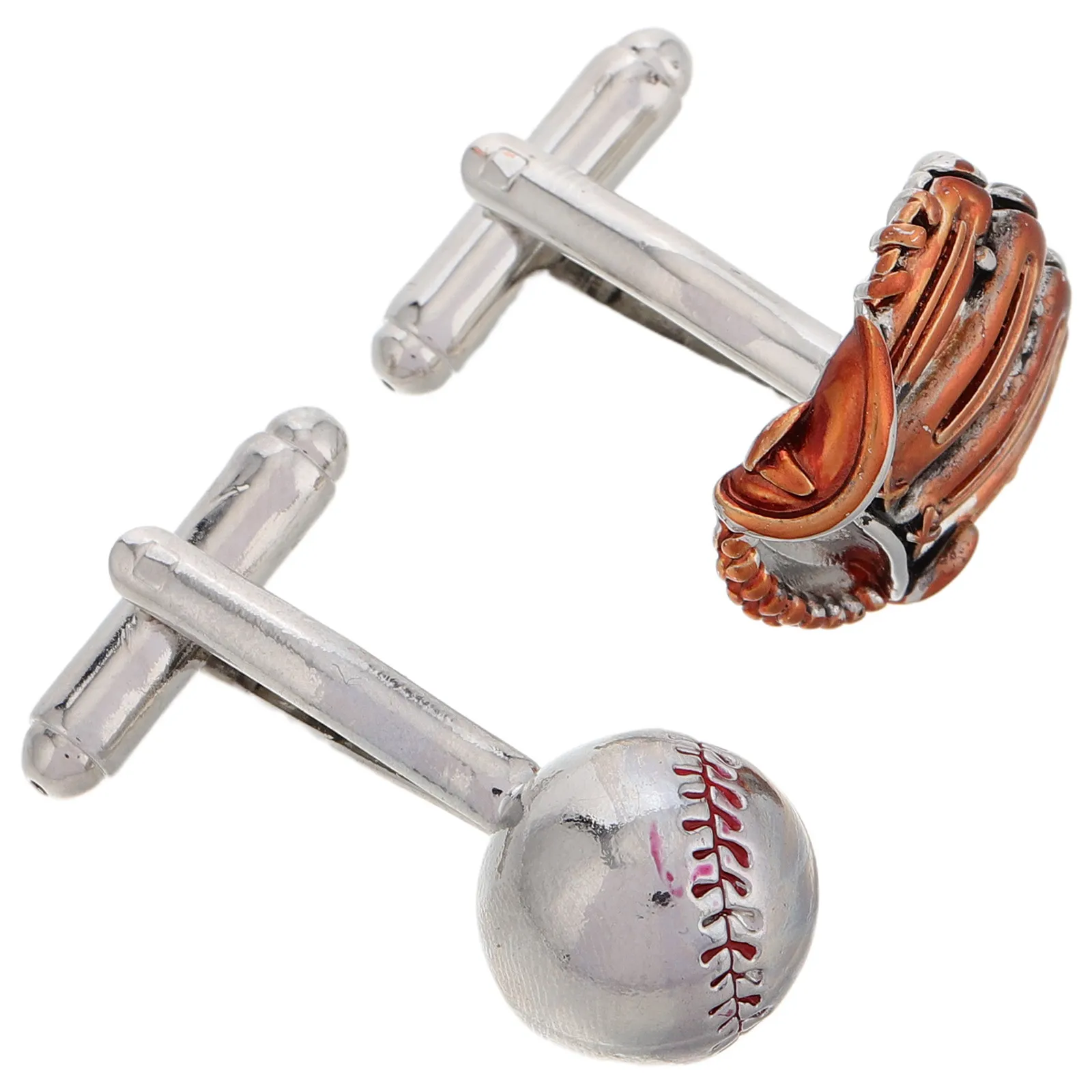 1Pair Baseball-Themed Cufflinks Men's Copper Cuff Links for Suit Tuxedo Shirt Sleeve Elegant Sporty Fashion Accessory Groom