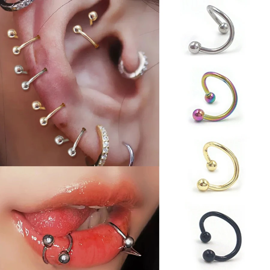 1PC 316L Stainless Steel Piercings for Women Men Simple Earrings Trend Lip Studs Nostril Jewelry Orbital Conch Earing