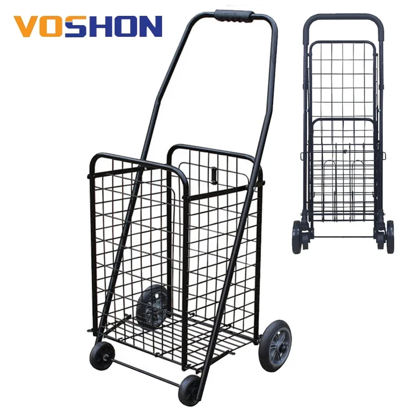 Fashion cheap luggage portable folding shopping trolleys seat foldable supermarket hand truck