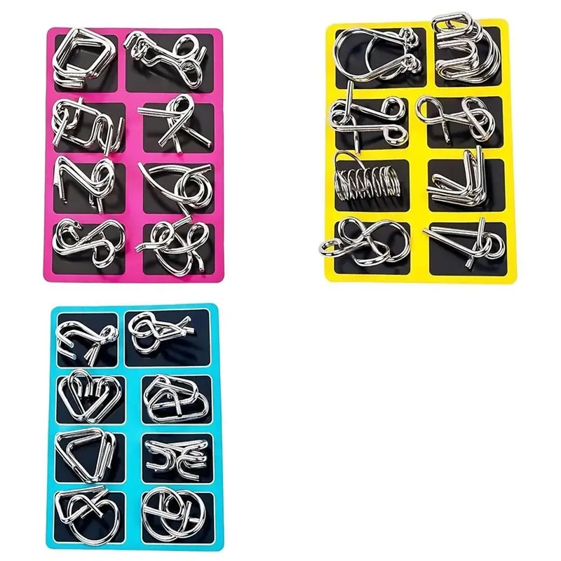 

IQ Games With Bag 24Pcs Metal Brain Teasers For Adults And Kids For Travel And Family Puzzle