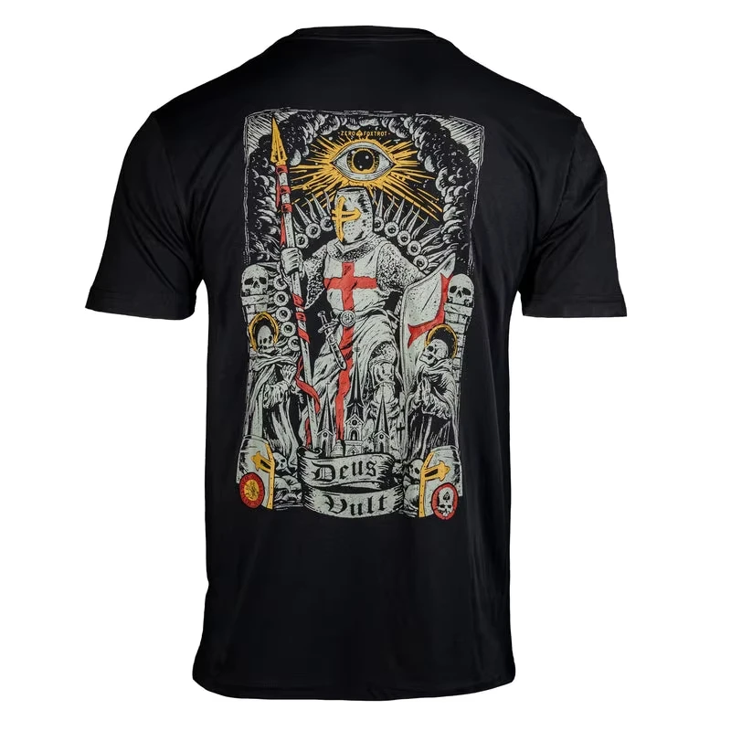 Summer 2026 Men's Tattoo Style Knight Graphic Tee, 