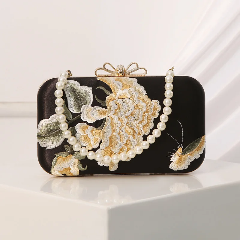 

New Embroidered Beaded Sequin Evening Bag for Women 2023 Designer Fashion Butterfly Flower Lady Crossbody Pouch Handbag Bag