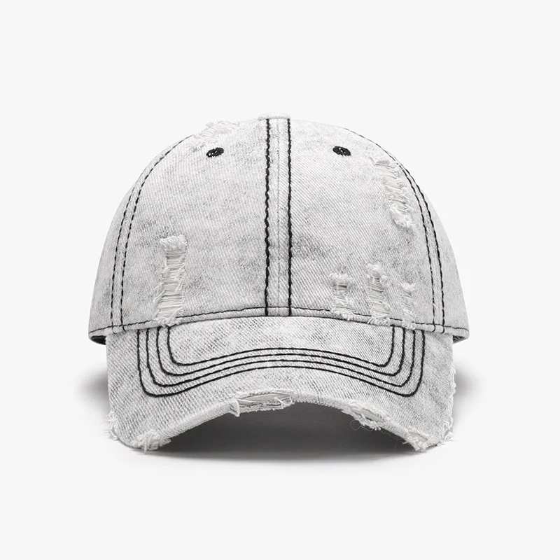 Women Men Baseball Cap Denim Cotton Faded Distressed Ripped dad Caps Trucker Hats Soft Crown Unisex Light Color