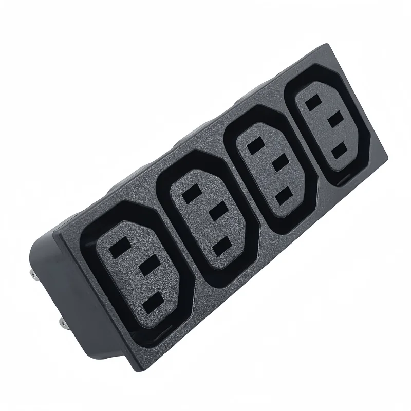 IEC C13 موصلات أنثى مقبس PDU ، شريط طاقة صناعي ، موصل طاقة أسود ، جودة فائقة ، 4 مخرج