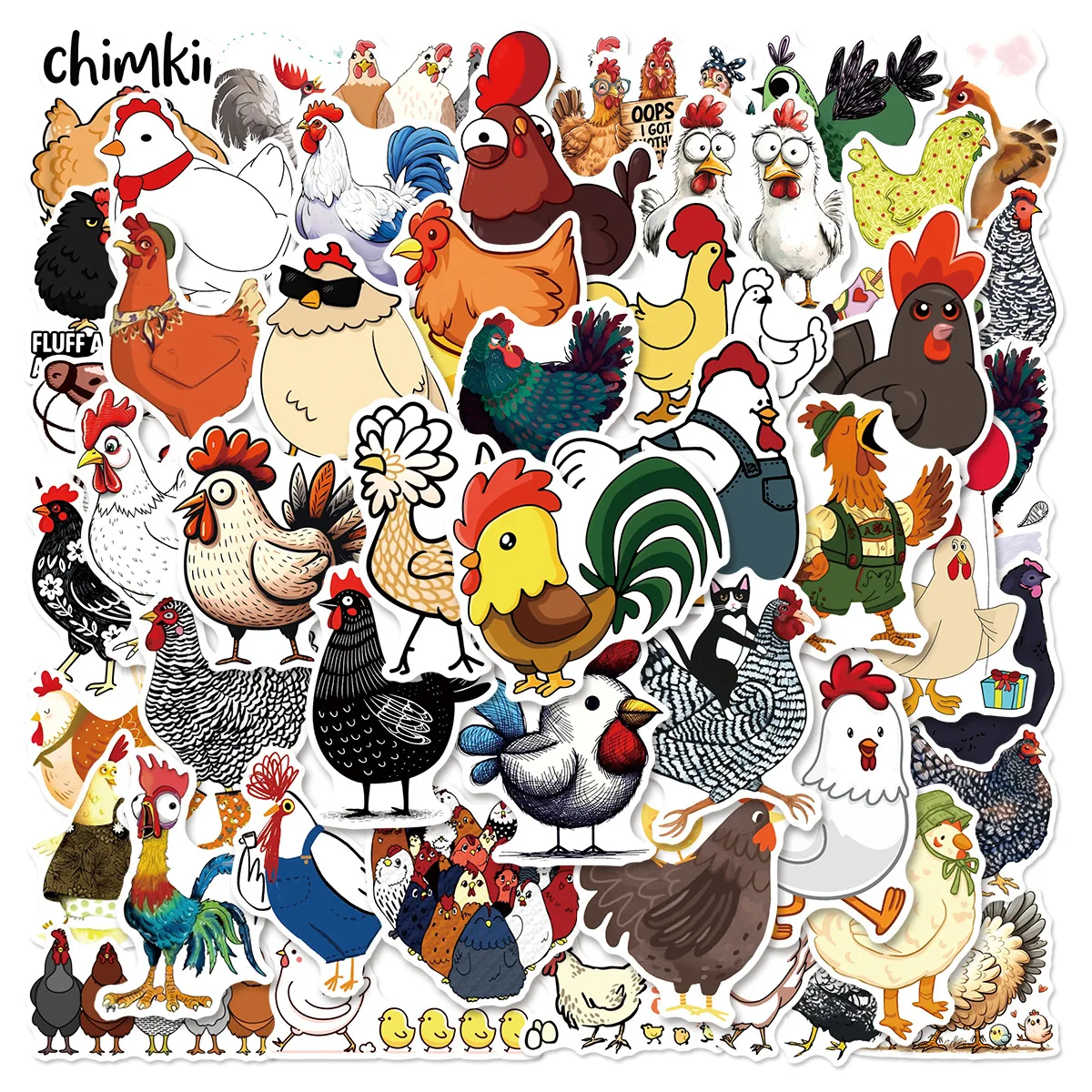 

50/100PCS Cartoon Chicken & Hen Stickers Creative Waterproof Stickers Decorative Travel Boxes Stationery Reward Stickers