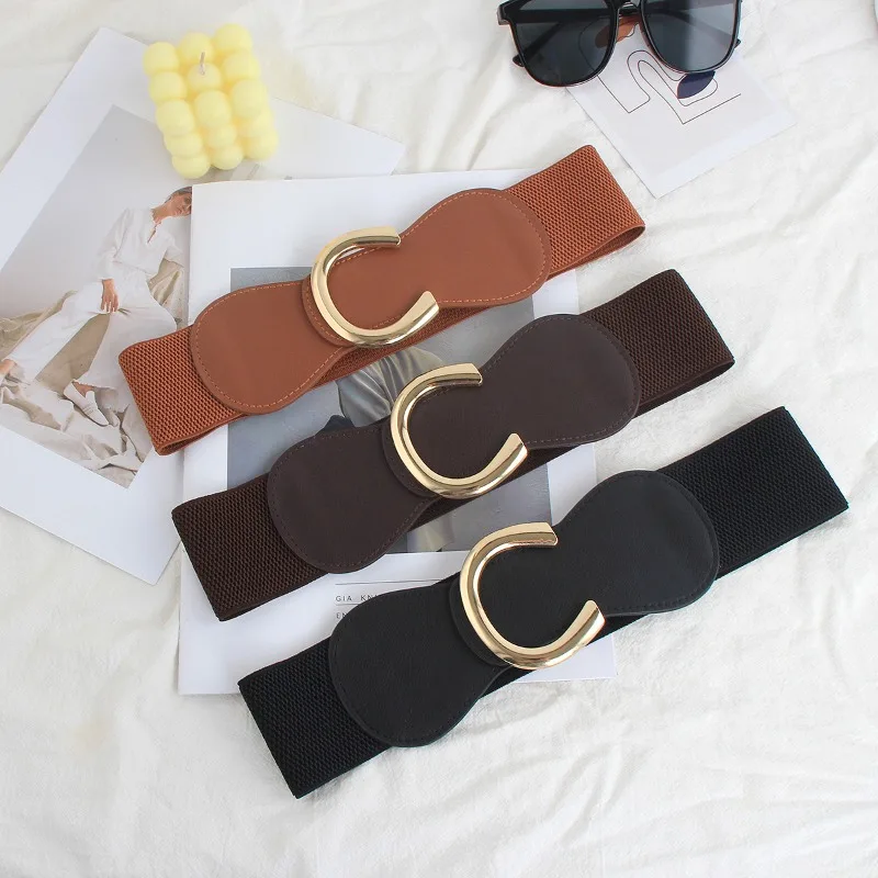 1pcs Vintage Horseshoe Buckle Elasticity Belt Fashion Outdoor Casual Shirts Jackets Skirts Daily Outfit Decor Belt